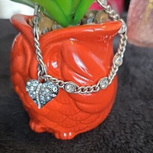 Brighton TRUST YOUR JOURNEY Silver Heart Charm Bracelet